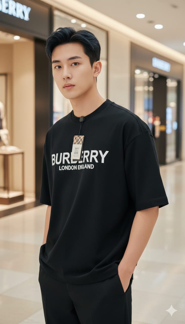 Burberry Plain Drop Shoulder Round T-Shirts
