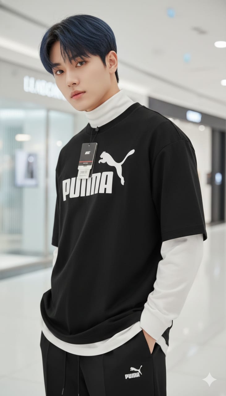 Puma Plain Drop Shoulder Round T-Shirts