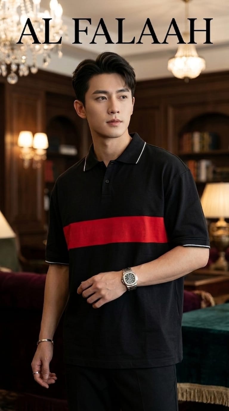Chest Stripe Polo T-Shirt - Image 5
