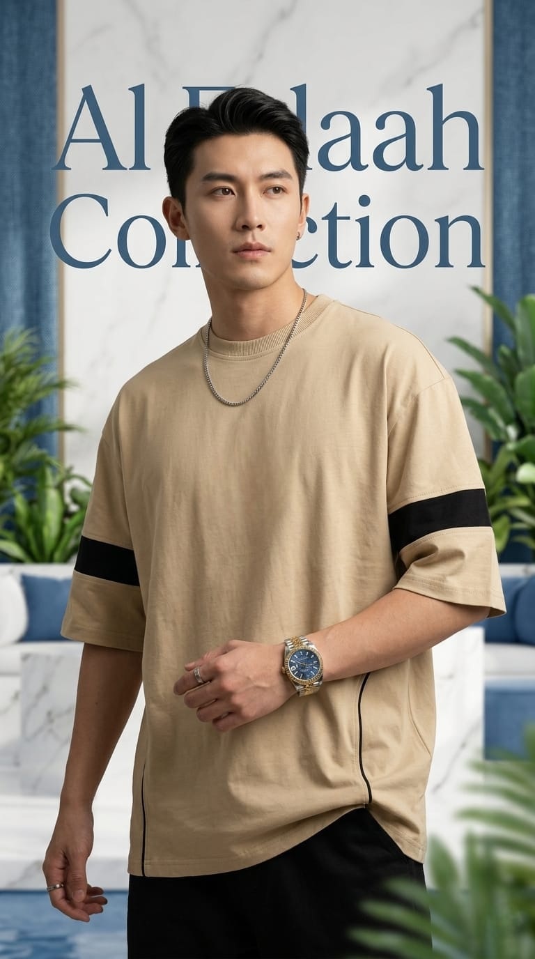 Contrast Sleeve Band Oversized T-Shirt - Image 2