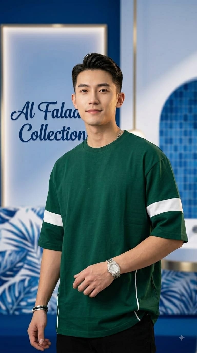 Contrast Sleeve Band Oversized T-Shirt - Image 4