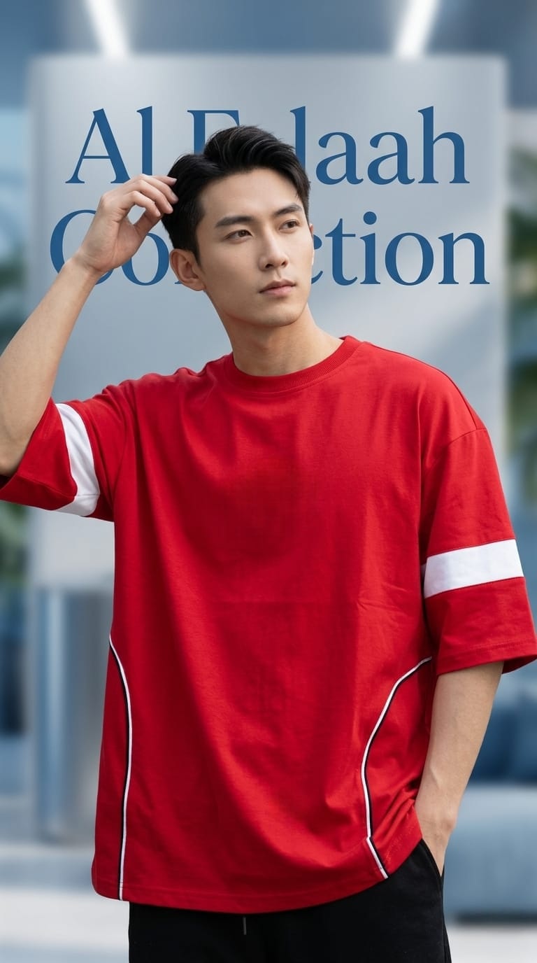 Contrast Sleeve Band Oversized T-Shirt