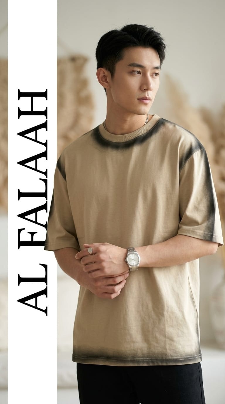 Earth Tone Contrast Neck T-Shirt