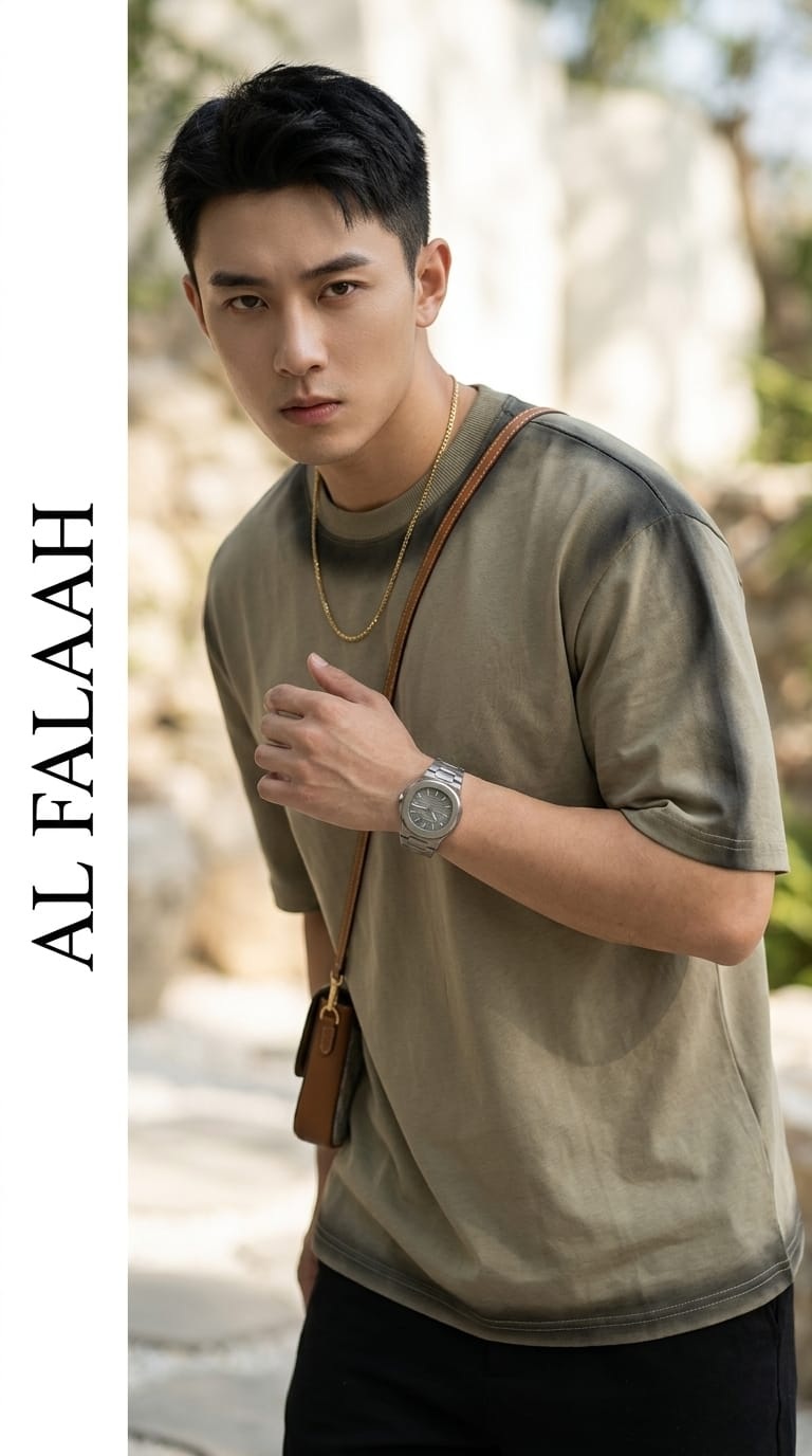 Earth Tone Contrast Neck T-Shirt - Image 2