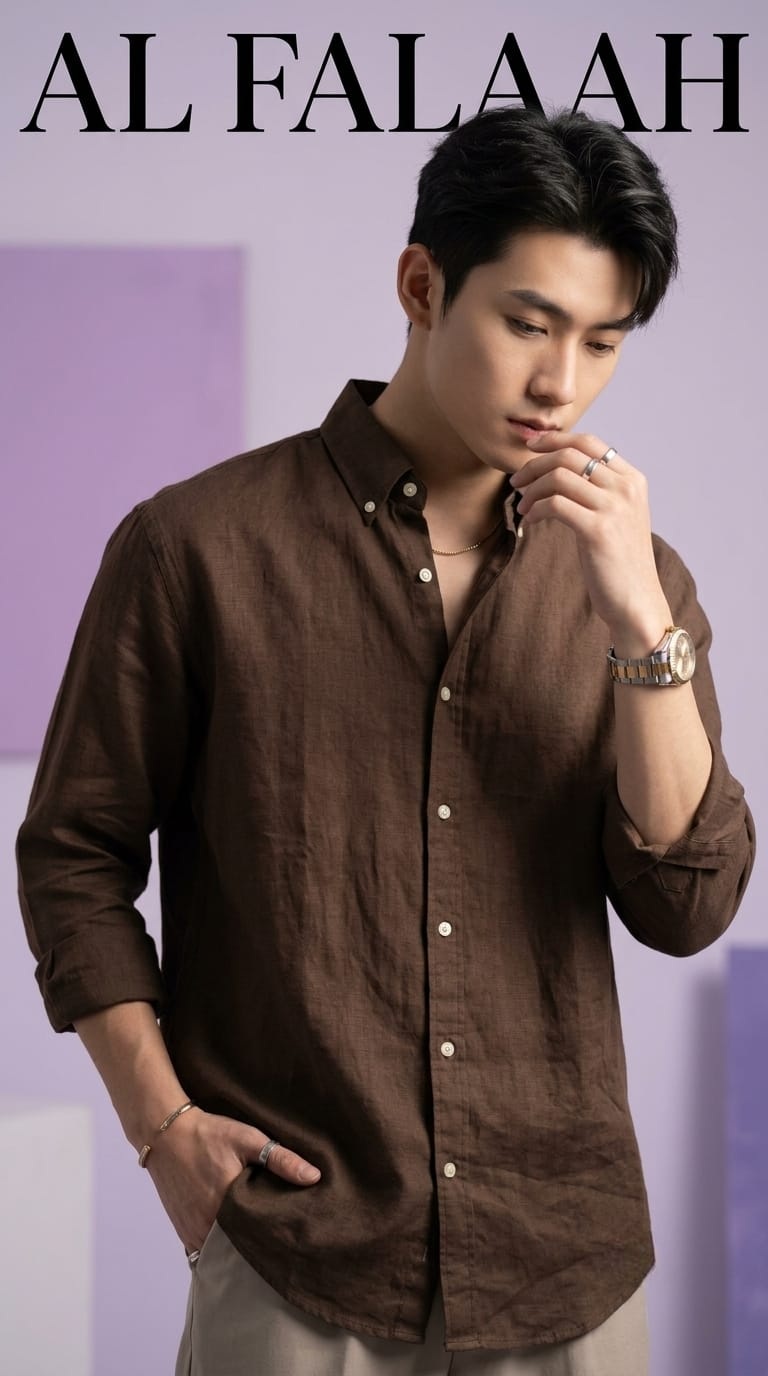 Linen Texture Casual Full Sleeve Shirt - Image 5