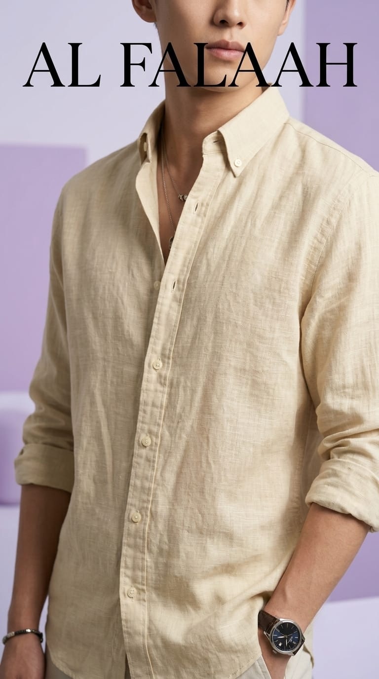 Linen Texture Casual Full Sleeve Shirt - Image 4