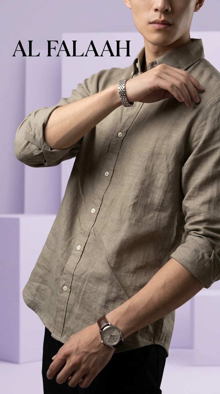 Linen Texture Casual Full Sleeve Shirt - Image 3