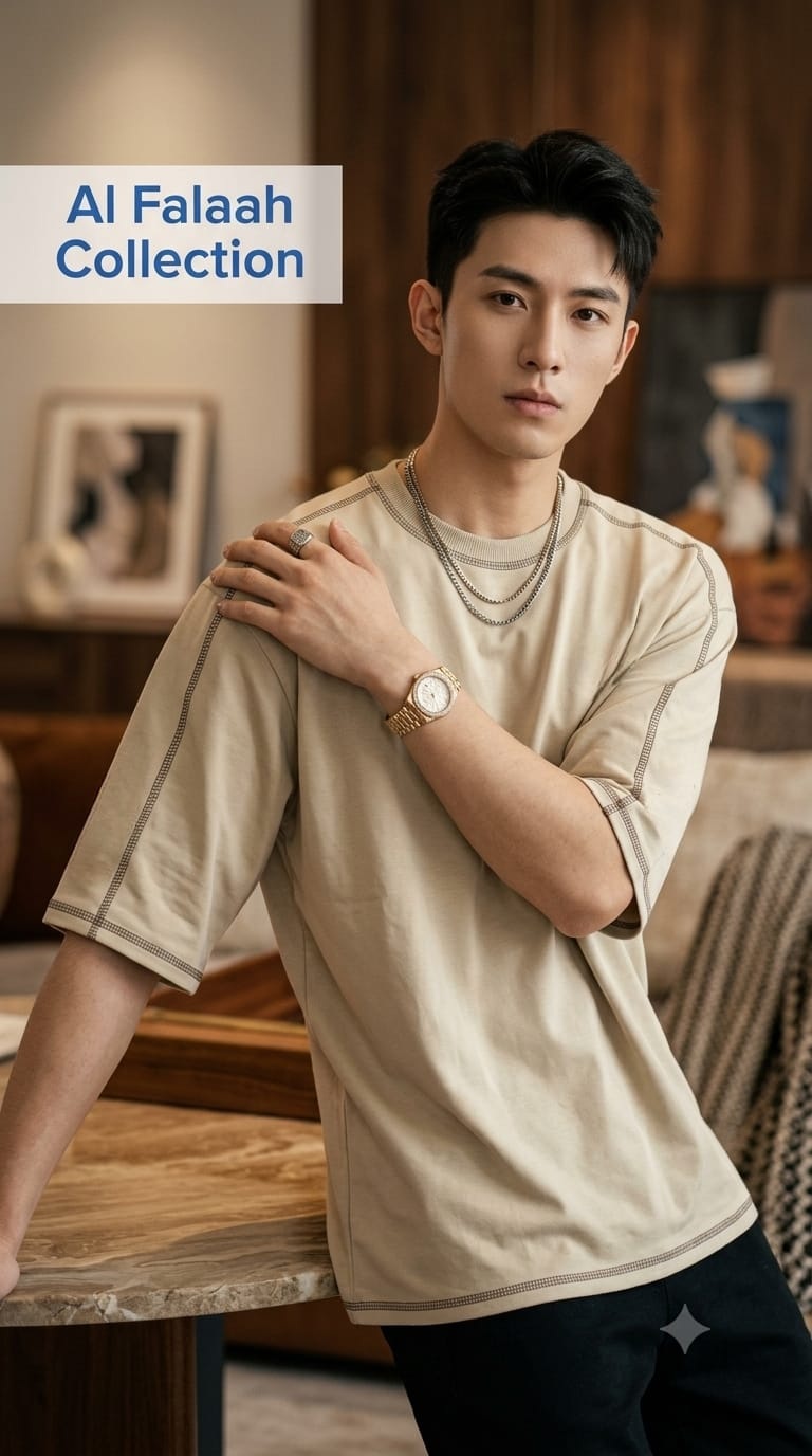 Minimal Contrast Stitch Boxy T-Shirt - Image 2