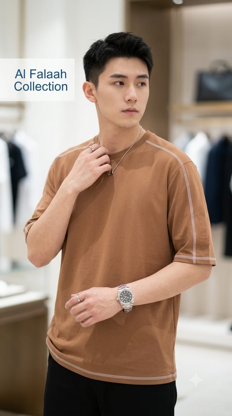 Minimal Contrast Stitch Boxy T-Shirt - Image 3