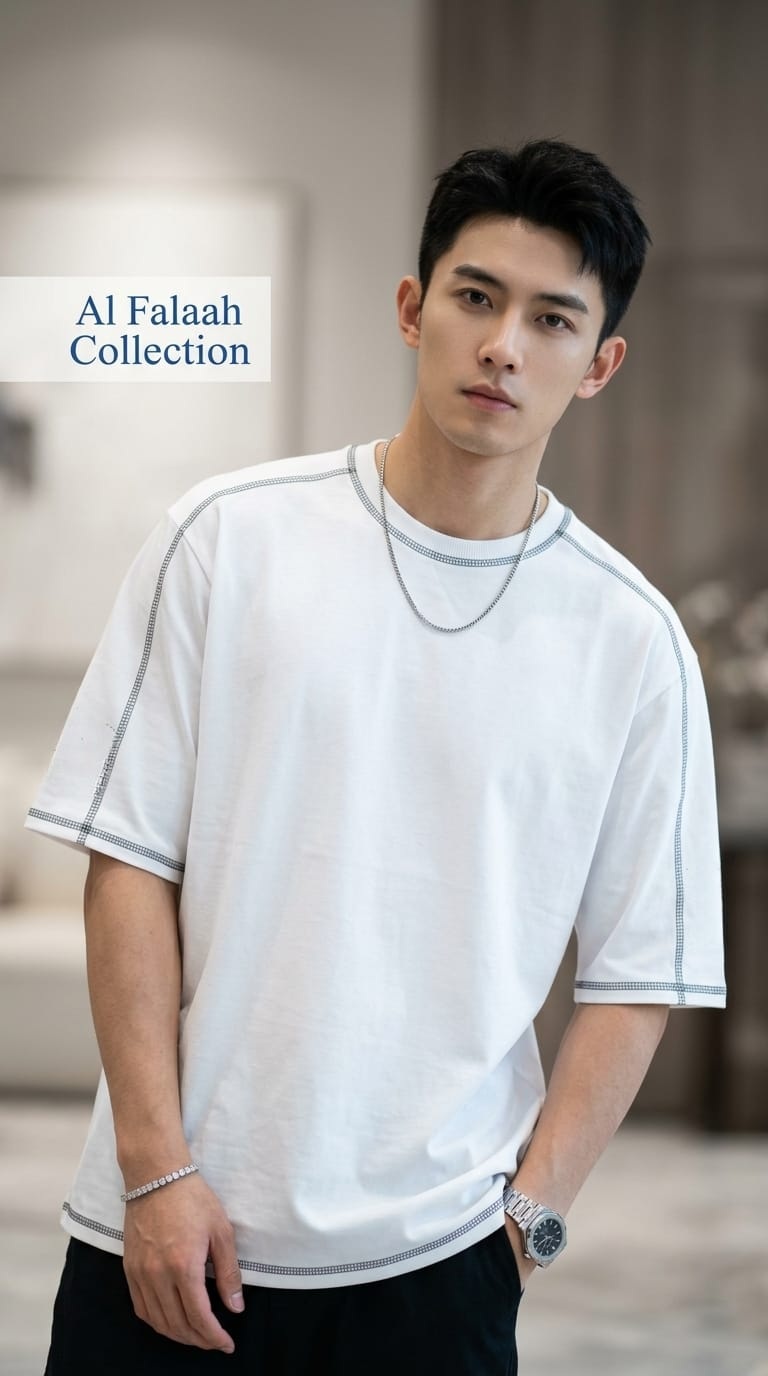 Minimal Contrast Stitch Boxy T-Shirt - Image 4