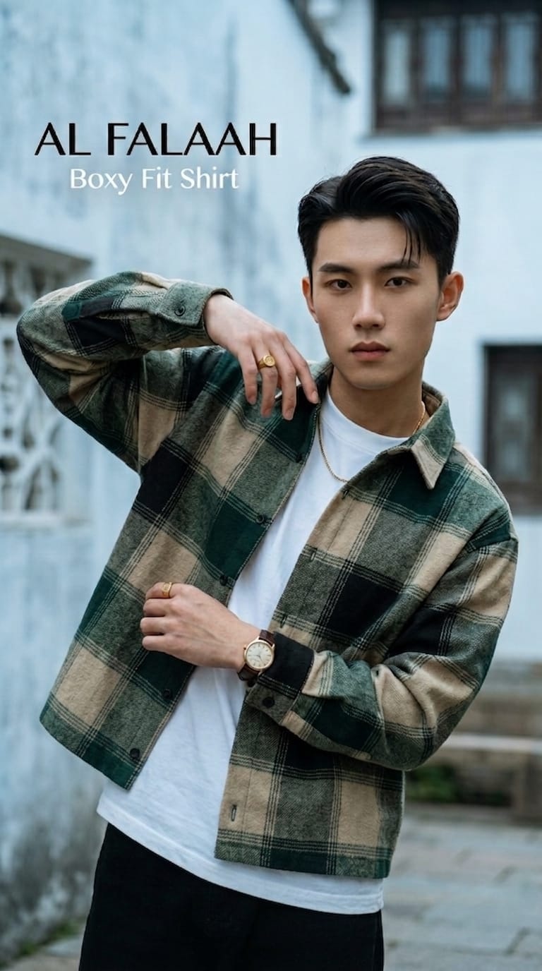 Premium Checkered Boxy Overshirt - Image 6
