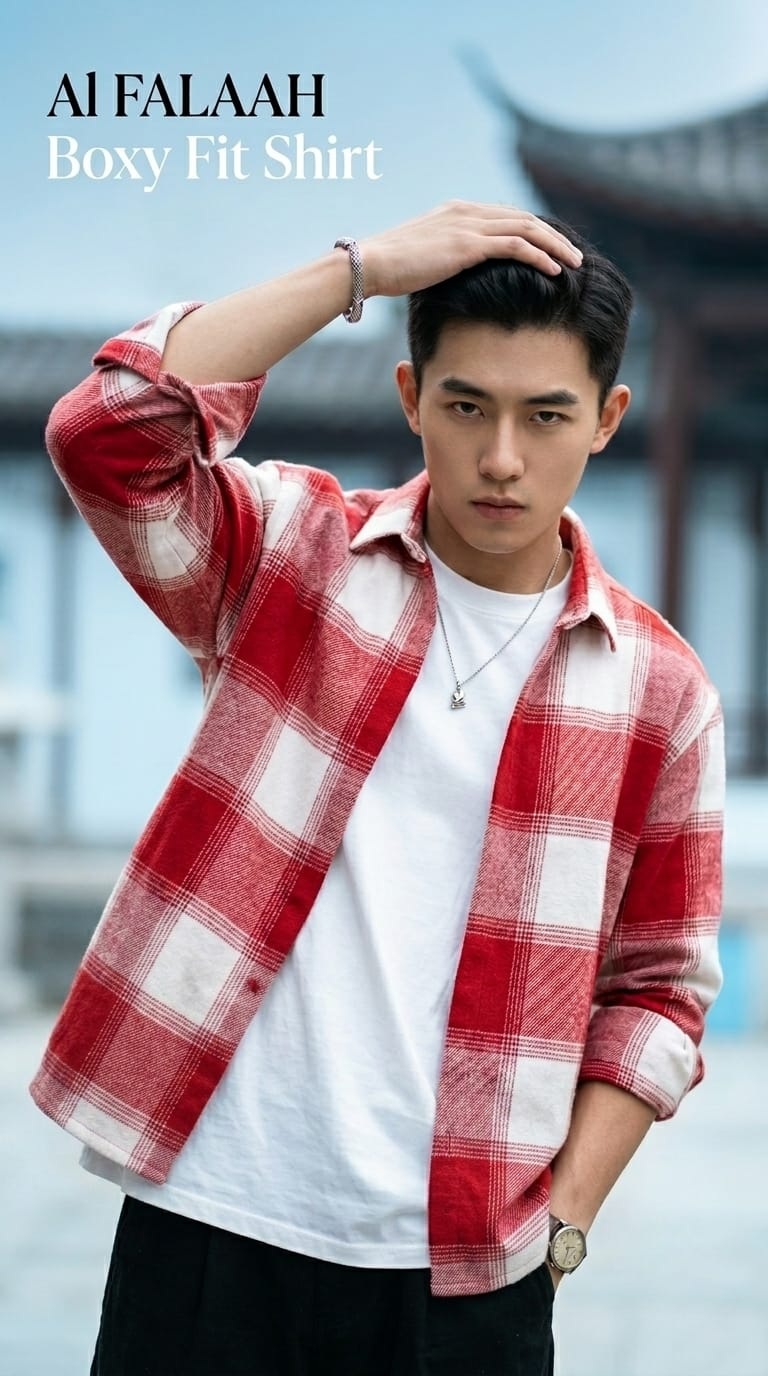 Premium Checkered Boxy Overshirt - Image 4